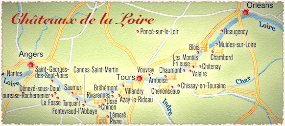 Reisekarte Schlösser der Loire