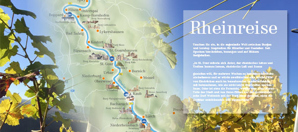 Reisekarte Oberes Mittelrheintal